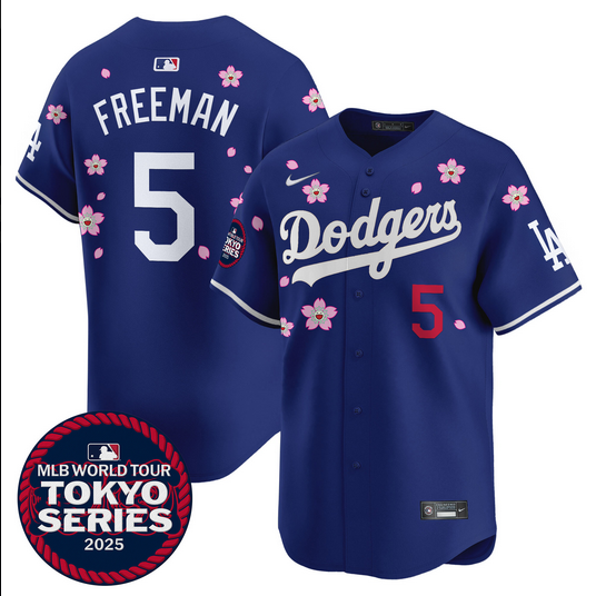 Men Los Angeles Dodgers #5 Freeman Tokyo Series 2025 blue Limited Stitched Jersey